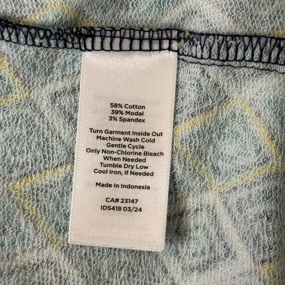 T by Talbots Quarter Zip Pullover Womens S Green Geometric Diamond Print Top - Picture 9 of 9